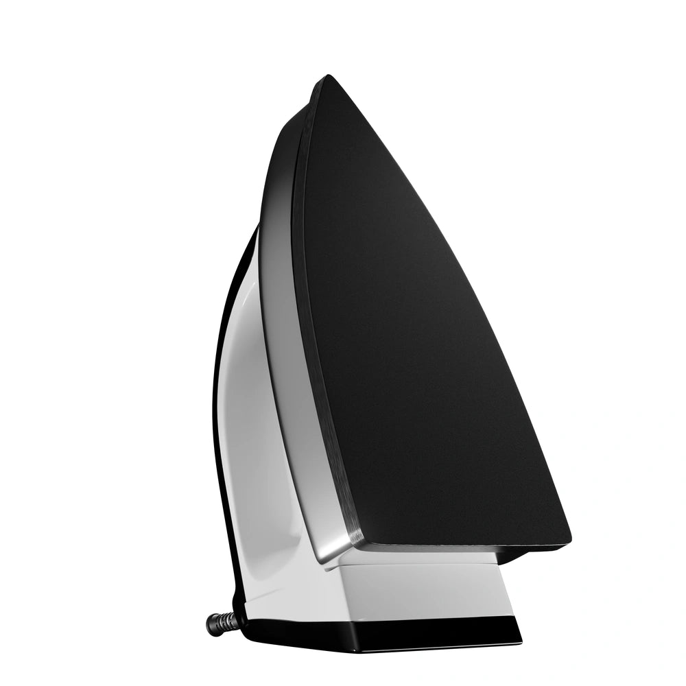 Dry Iron 1000W with Chrome Soleplate – Indicator Light & Adjustable Multi-Fabric Thermostat Control (Black & White)