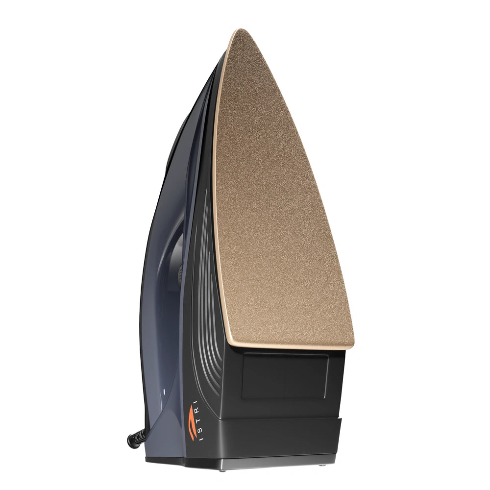 ISTRI Heavy Duty Dry Iron for Clothes, 1200W Electric Iron Box with Ribbed Non-Slip Handle, Non-Stick Soleplate & Temperature Control Dial, Charcoal Grey