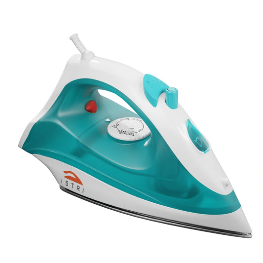 Powerful Steam Iron 1400W – Transparent Water Tank, Non-Stick Soleplate with Multi-Fabric Temperature Control (Teal & White)