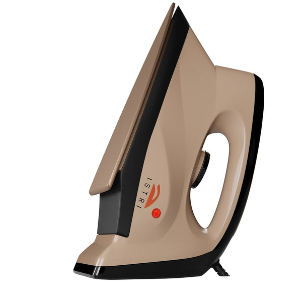 Heavy Duty Dry Iron 1000W – Golden Soleplate with Adjustable Thermostat Dial for All Fabrics (Beige & Black)