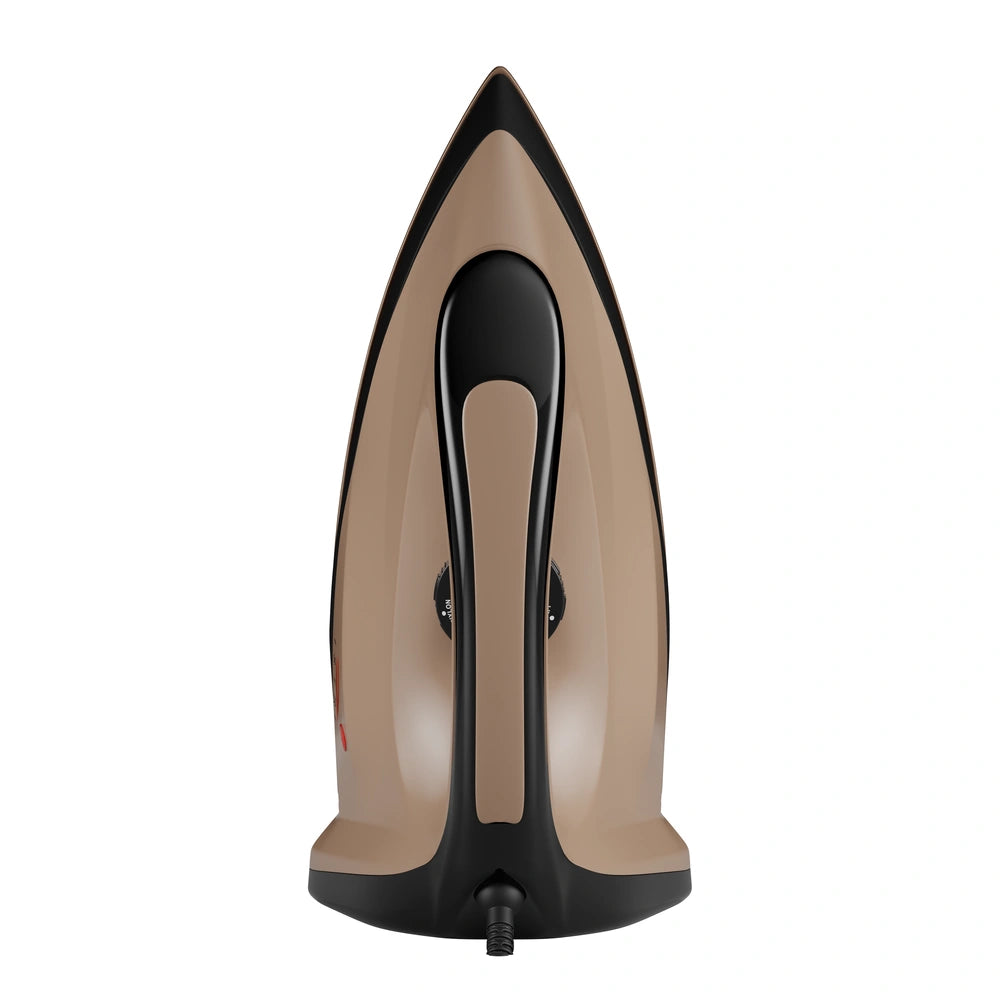 Heavy Duty Dry Iron 1000W – Golden Soleplate with Adjustable Thermostat Dial for All Fabrics (Beige & Black)