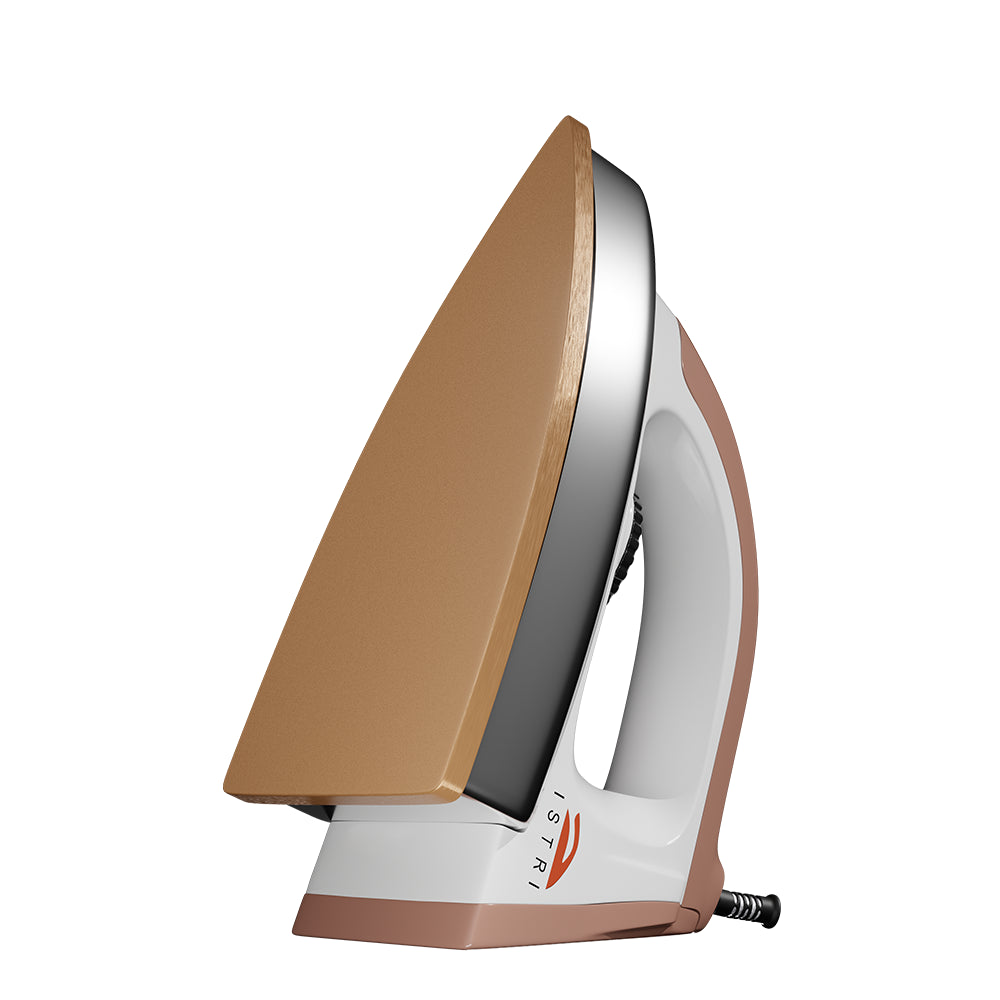 BOLT Heavy-Duty Dry Iron 1000W Electric Press for Clothes | Brown & White