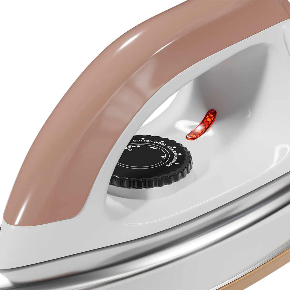 BOLT Heavy-Duty Dry Iron 1000W Electric Press for Clothes | Brown & White