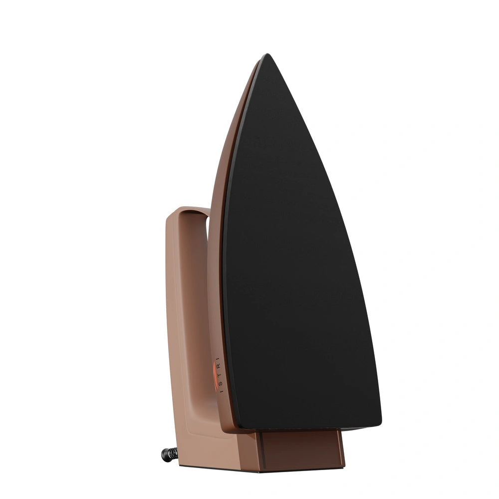 ISTRI Mini Dry Iron for Clothes, 750W Compact & Lightweight Electric Iron Box with Non-Stick Soleplate, Adjustable Dial, Brown