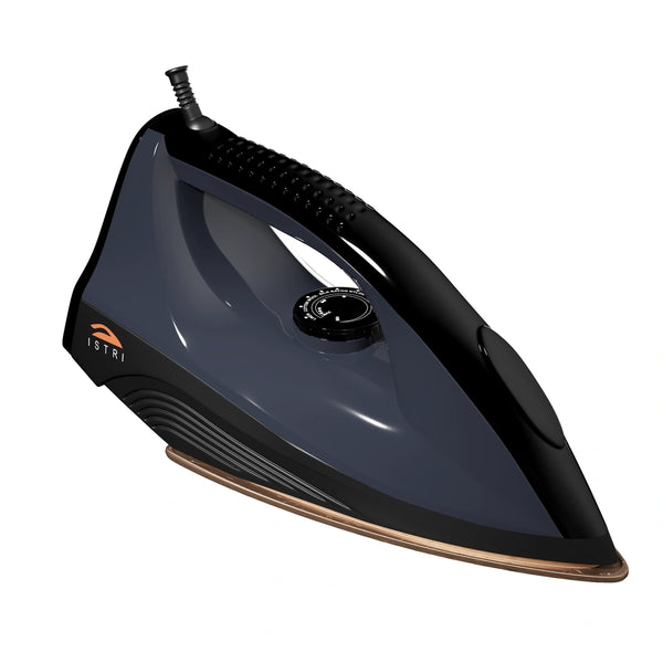 Heavy Duty Dry Iron for Clothes, 1200W Electric Iron Box with Ribbed Non-Slip Handle, Non-Stick Soleplate & Temperature Control Dial, Charcoal Grey
