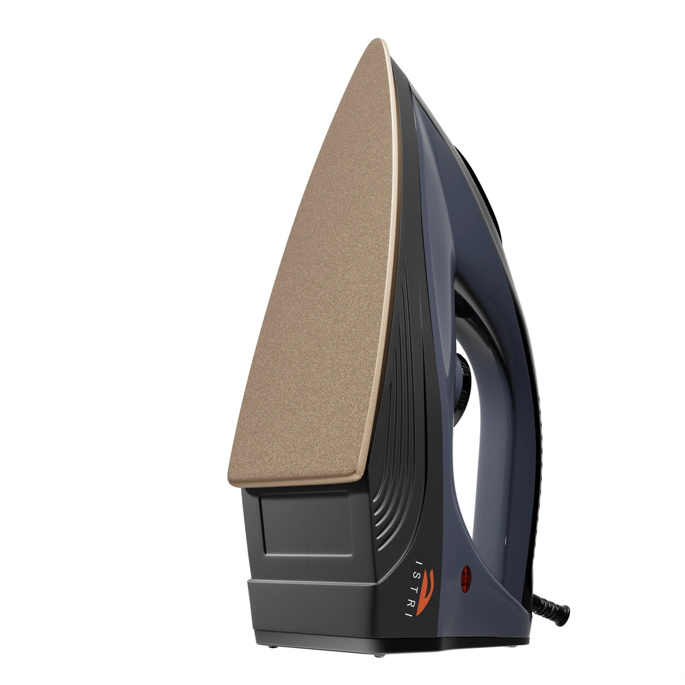 ISTRI Heavy Duty Dry Iron for Clothes, 1200W Electric Iron Box with Ribbed Non-Slip Handle, Non-Stick Soleplate & Temperature Control Dial, Charcoal Grey