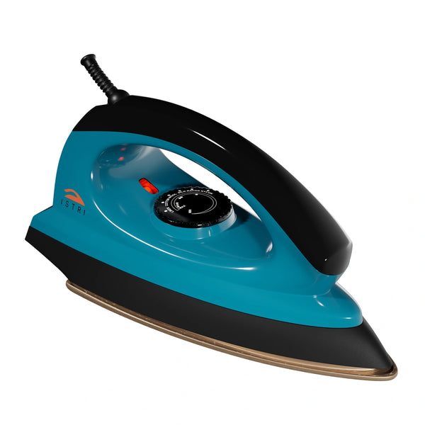 Regular Dry Iron for Clothes, 1000W Lightweight Electric Iron Box with Non-Stick Soleplate, Adjustable Thermostat Dial for Cotton Wool Silk Rayon Nylon Linen, Teal Blue