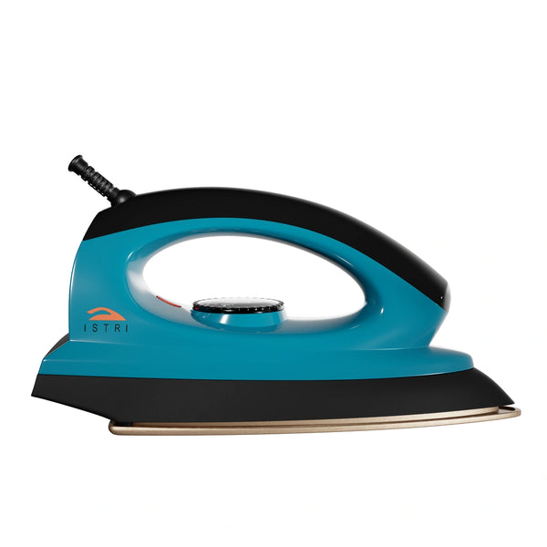 Regular Dry Iron for Clothes, 1000W Lightweight Electric Iron Box with Non-Stick Soleplate, Adjustable Thermostat Dial for Cotton Wool Silk Rayon Nylon Linen, Teal Blue
