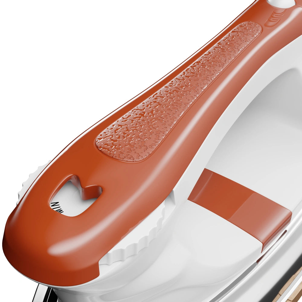 ISTRI Classic Heavy Weight Dry Iron for Clothes, 1200W Electric Iron Box with Chrome Soleplate, Open Handle & Fabric Dial, Orange White