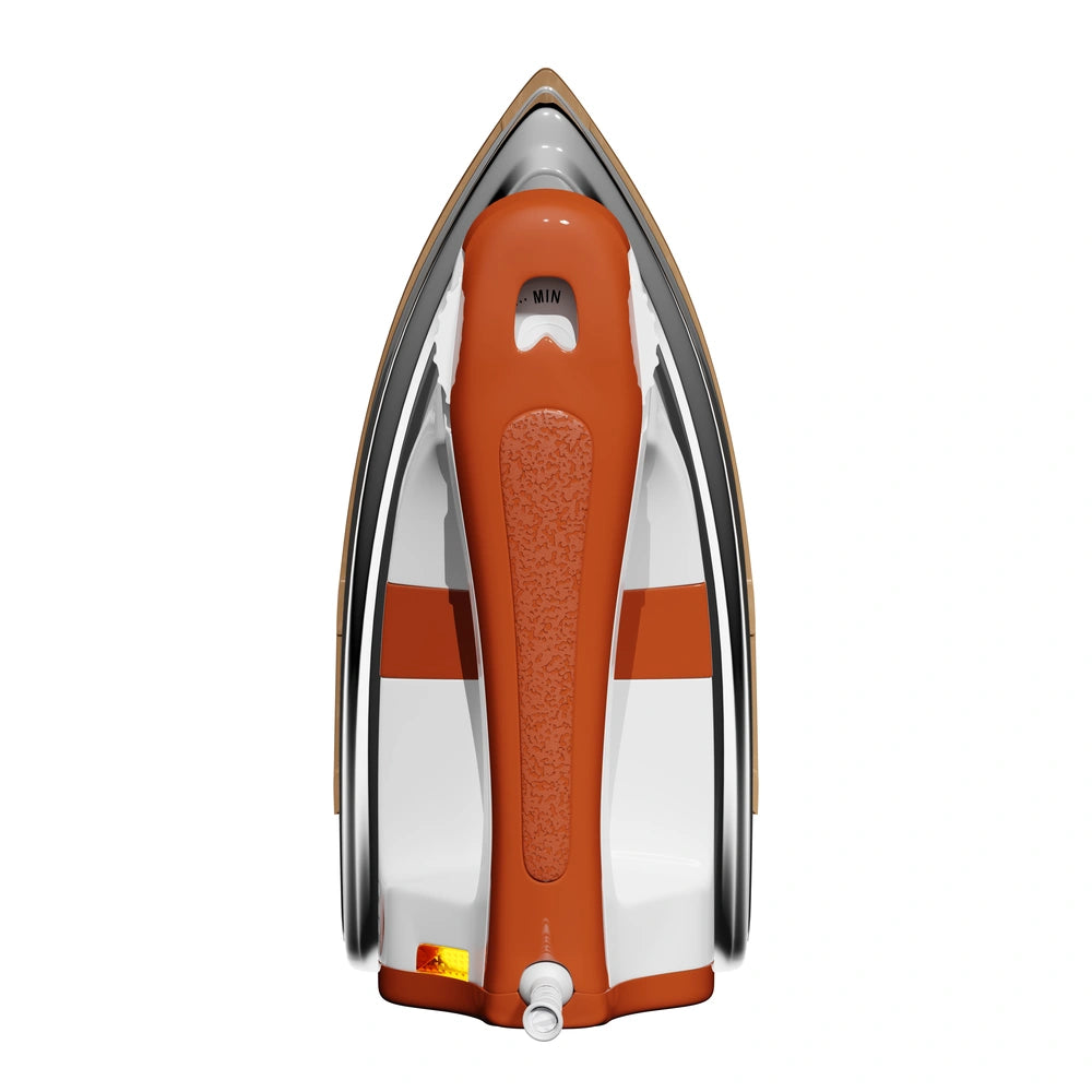 ISTRI Classic Heavy Weight Dry Iron for Clothes, 1200W Electric Iron Box with Chrome Soleplate, Open Handle & Fabric Dial, Orange White
