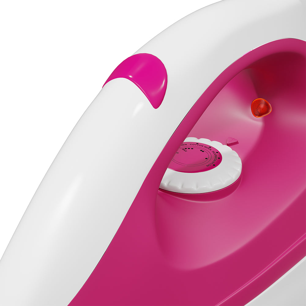 155 Dry Iron 1000W Electric Press for Clothes | Lightweight Ironing Iron, Pink