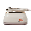 Handheld Garment Steamer Brush with Gold Accent – Mini Travel Steam Iron for Clothes (Cream/White)
