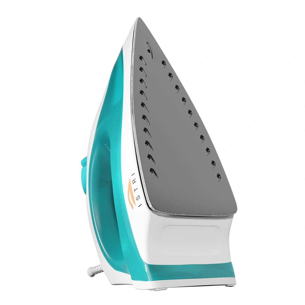 Powerful Steam Iron 1400W – Transparent Water Tank, Non-Stick Soleplate with Multi-Fabric Temperature Control (Teal & White)