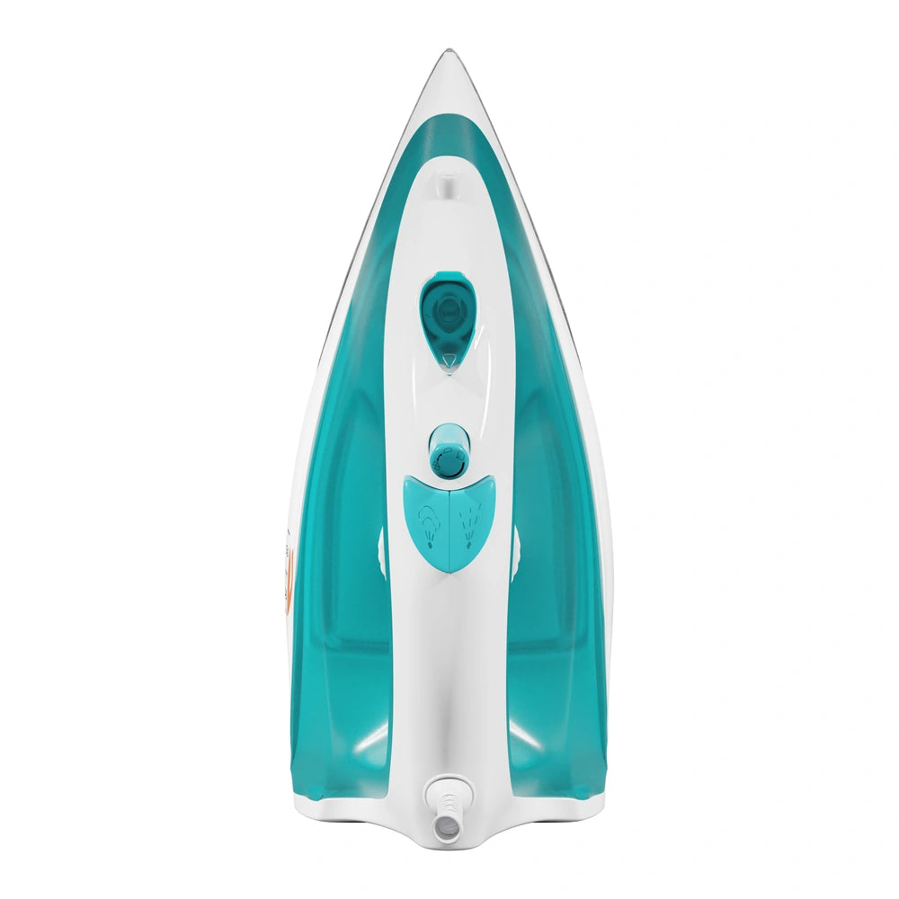 Powerful Steam Iron 1400W – Transparent Water Tank, Non-Stick Soleplate with Multi-Fabric Temperature Control (Teal & White)