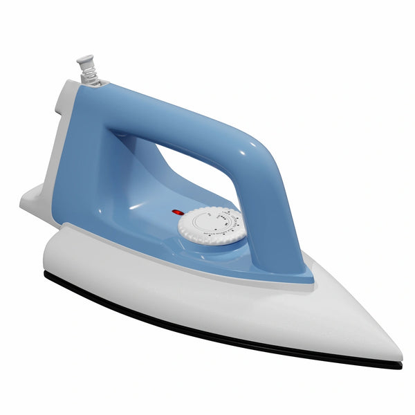 Classic Heavy Weight Dry Iron for Clothes, 1200W Electric Iron Box with Chrome Soleplate, Open Handle & Fabric Dial, Sky Blue White