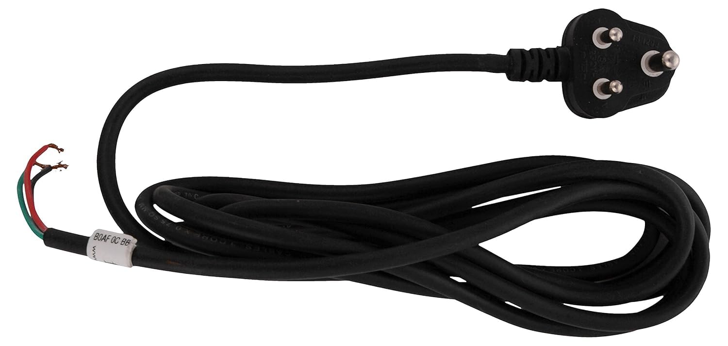 ISTRI 3 Core x 0.75 Heavy Duty 2MTR Cable Wire for Gravity Bottle Steam Iron | 3 Pin Extension Power Cord 1sq mm- 16Amp Plug for Commercial/Industrial – Black